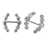 Maxbell 2Pcs Stainless Steel Arrow Shape Crystal Nipple Shields Bar Navel Ring Body Piercing