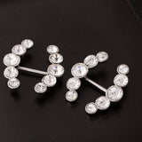 Maxbell 2Pcs Stainless Steel Arrow Shape Crystal Nipple Shields Bar Navel Ring Body Piercing