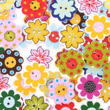 Maxbell 100 Pieces Colorful Flower Shaped Wooden Buttons Embellishments for Sewing Scrapbooking Decoration Crafts Art 19mm