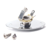 Maxbell Chrome 1/4'' Oval Flat Guitar Output Jack Plate Socket for Cigar Box Electric Guitar