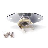 Maxbell Chrome 1/4'' Oval Flat Guitar Output Jack Plate Socket for Cigar Box Electric Guitar