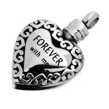 Maxbell Heart Shape Forever with me Carved Memorial Pet Ash Cremation Urn Pendant