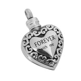Maxbell Heart Shape Forever with me Carved Memorial Pet Ash Cremation Urn Pendant