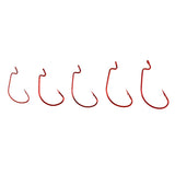 Maxbell 50 Pieces Various Sizes High Carbon Steel Crank Hook Wide Gap Barbed Bass Shad Jig Hooks with 5 Compartments Fishing Box Red