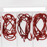 Maxbell 50 Pieces Various Sizes High Carbon Steel Crank Hook Wide Gap Barbed Bass Shad Jig Hooks with 5 Compartments Fishing Box Red