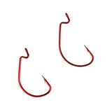 Maxbell 50 Pieces Various Sizes High Carbon Steel Crank Hook Wide Gap Barbed Bass Shad Jig Hooks with 5 Compartments Fishing Box Red
