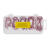 Maxbell 50 Pieces Various Sizes High Carbon Steel Crank Hook Wide Gap Barbed Bass Shad Jig Hooks with 5 Compartments Fishing Box Red