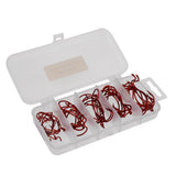 Maxbell 50 Pieces Various Sizes High Carbon Steel Crank Hook Wide Gap Barbed Bass Shad Jig Hooks with 5 Compartments Fishing Box Red