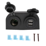 Maxbell 4.2A Dual USB 12V Plug Power Outlet Dual USB Charger Socket Mount + Wires