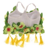 Maxbell 8PCS/SET Women Girls Ladies Fashionable Hula Grass Skirt Top Wrist Ankle Flower Hawaiian Costume Summer Beach Party Supplies Yellow