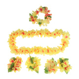 Maxbell 8PCS/SET Women Girls Ladies Fashionable Hula Grass Skirt Top Wrist Ankle Flower Hawaiian Costume Summer Beach Party Supplies Yellow