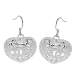 Maxbell Women Jewelry Classical Silver Heart Shape Hollow Dangle Earrings Ear Studs