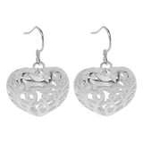 Maxbell Women Jewelry Classical Silver Heart Shape Hollow Dangle Earrings Ear Studs