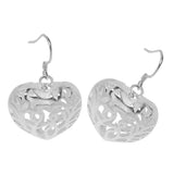 Maxbell Women Jewelry Classical Silver Heart Shape Hollow Dangle Earrings Ear Studs