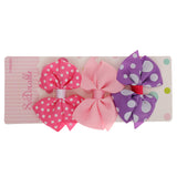 Maxbell 3x Assorted Grosgrain Ribbon Baby Girls Hair Clips Hairpin Dot Bow Boutique Barrettes