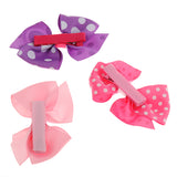 Maxbell 3x Assorted Grosgrain Ribbon Baby Girls Hair Clips Hairpin Dot Bow Boutique Barrettes