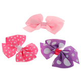 Maxbell 3x Assorted Grosgrain Ribbon Baby Girls Hair Clips Hairpin Dot Bow Boutique Barrettes