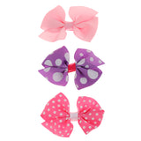 Maxbell 3x Assorted Grosgrain Ribbon Baby Girls Hair Clips Hairpin Dot Bow Boutique Barrettes