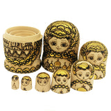 Maxbell 7PCS Gold Plated Wooden Russian Nesting Dolls Babushka Matryoshka Kids Xmas Gift