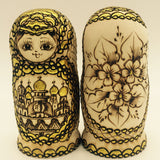 Maxbell 7PCS Gold Plated Wooden Russian Nesting Dolls Babushka Matryoshka Kids Xmas Gift