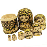 Maxbell 7PCS Gold Plated Wooden Russian Nesting Dolls Babushka Matryoshka Kids Xmas Gift