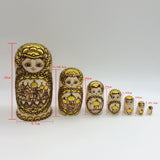 Maxbell 7PCS Gold Plated Wooden Russian Nesting Dolls Babushka Matryoshka Kids Xmas Gift