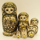 Maxbell 7PCS Gold Plated Wooden Russian Nesting Dolls Babushka Matryoshka Kids Xmas Gift