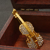 Maxbell Women Jewelry Antqiue Violin Crystal Autumn Clothing Accessories Brooch Pin