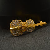 Maxbell Women Jewelry Antqiue Violin Crystal Autumn Clothing Accessories Brooch Pin