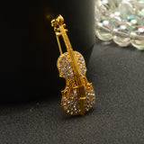 Maxbell Women Jewelry Antqiue Violin Crystal Autumn Clothing Accessories Brooch Pin