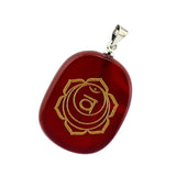 Maxbell Engraved Red Agate Chakra Reiki Energy Healing Crystal Jewellery Pendant
