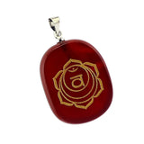 Maxbell Engraved Red Agate Chakra Reiki Energy Healing Crystal Jewellery Pendant