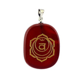 Maxbell Engraved Red Agate Chakra Reiki Energy Healing Crystal Jewellery Pendant