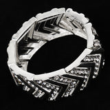 Maxbell Crystal Rhinestone Wide Elastic Cuff Bracelet Bangle for Wedding Bride Girls