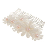 Maxbell Elegant Lace Flower Faux Pearl Headpiece Wedding Jewelry Pearl Hair Comb Fashion Decoration