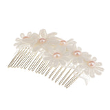 Maxbell Elegant Lace Flower Faux Pearl Headpiece Wedding Jewelry Pearl Hair Comb Fashion Decoration