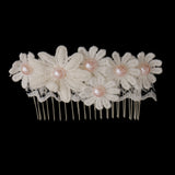 Maxbell Elegant Lace Flower Faux Pearl Headpiece Wedding Jewelry Pearl Hair Comb Fashion Decoration