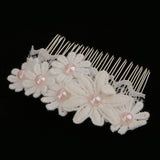 Maxbell Elegant Lace Flower Faux Pearl Headpiece Wedding Jewelry Pearl Hair Comb Fashion Decoration