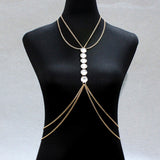 Maxbell Womens Crystal Rhinestone Belly Waist Body Chain Harness Necklace Jewelry