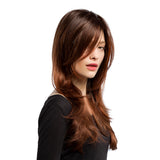 Maxbell Natural Women Synthetic Long Layered Fluffy Full Wigs Party Cosplay Wig Brown