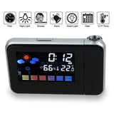 Maxbell Smart Digital Projection Clock Time Alarm with Backlight, Support Weather Forecast,Repeating Snooze,Calendar Thermometer Humidity Function