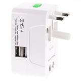 Maxbell Universal Dual USB Port Multi Charger International Travel AU EU USA Plug Wall Charger Adapter Converter White