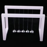 Maxbell Newton's Cradle Geometry Balance Ball Physics Science Gadget Executive Gift Desktop Toy –White