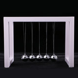 Maxbell Newton's Cradle Geometry Balance Ball Physics Science Gadget Executive Gift Desktop Toy –White