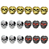 Maxbell 6 Pieces Skull Shape Buttons Folk Guitar Tuning Peg Head Tuner Button Black