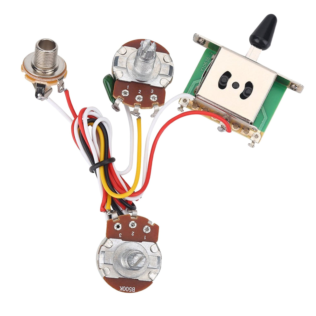 Maxbell 1 Set Guitar Wiring Harness Kit 3 Way Switch Volume & Tone Jack for Electric Guitar Replacements