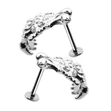 Maxbell 1 Pair Stainless Steel Skull Internally Threaded Labret Lip Tragus Ring Stud
