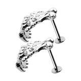 Maxbell 1 Pair Stainless Steel Skull Internally Threaded Labret Lip Tragus Ring Stud