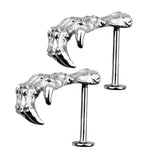 Maxbell 1 Pair Stainless Steel Skull Internally Threaded Labret Lip Tragus Ring Stud