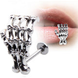 Maxbell 1 Pair Stainless Steel Skull Internally Threaded Labret Lip Tragus Ring Stud